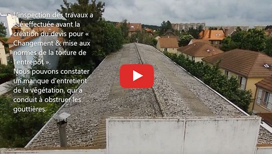 inspection aérienne de la toiture d'un entrepôt-95